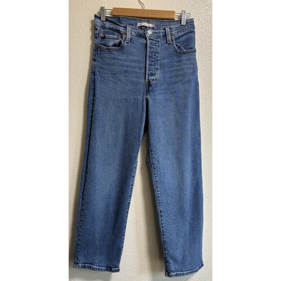 Levi's Jeans Women's Sz 29 Blue Ribcage Straight Ankle High Waist Stretch Denim - Picture 1 of 10